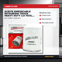 FILTRO DE ACEITE ENROSCABLE MITSUBISHI TRUCK HEAVY DUTY 2.8 TD35, ISUZU