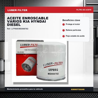 Filtro de aceite enroscable para vehículos Kia y Hyundai diésel, compatible con varias marcas, de la marca KM Motos.