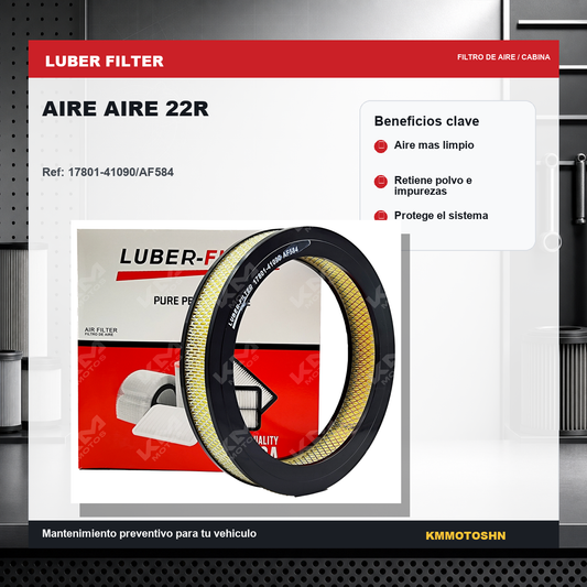 Filtro de aire KM Motos Aire 22R, filtro de aire de repuesto para motocicleta, con diseño compacto y duradero.