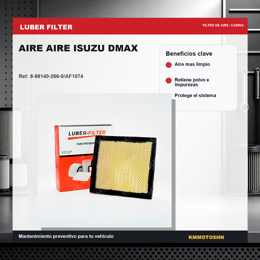 Filtro de aire KM Motos para Isuzu D-Max, reemplazo de filtro de aire de alta calidad, visible en la imagen.