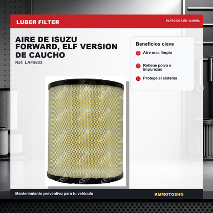 Filtro de aire de caucho para Isuzu Forward ELF, compatible con camiones, marca KMMOTOSHN, en color negro.