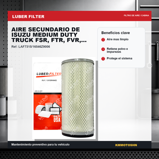 Filtro de aire secundario para camiones Isuzu Medium Duty FSR, FTR, FVR y Forward, marca KMMOTOSHN.
