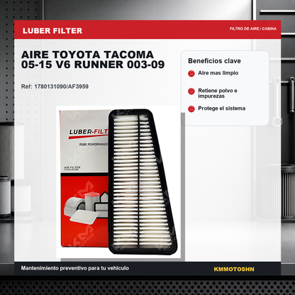 Filtro de aire KMMOTOSHN para Toyota Tacoma 2005-2015 V6 y Runner, filtro de aire de alta calidad, visible en la imagen.