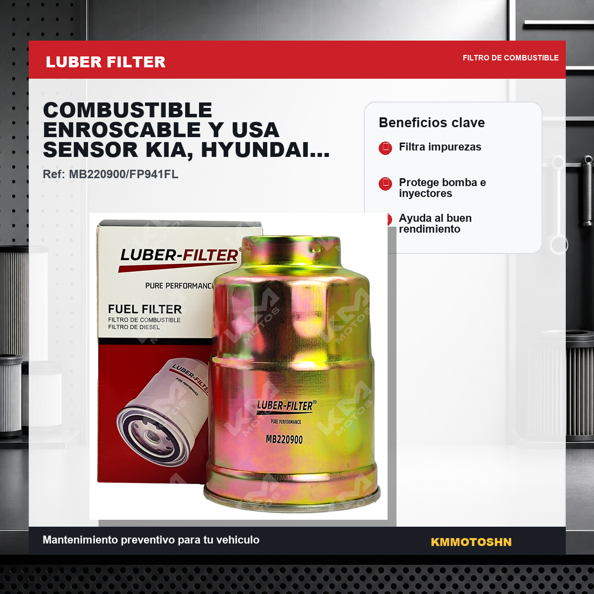 Filtro Luber Filter filtro de combustible enroscable y usa sensor kia hyundai diesel fp941f