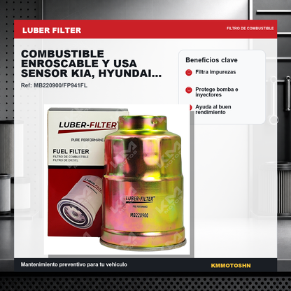 Filtro Luber Filter filtro de combustible enroscable y usa sensor kia hyundai diesel fp941f