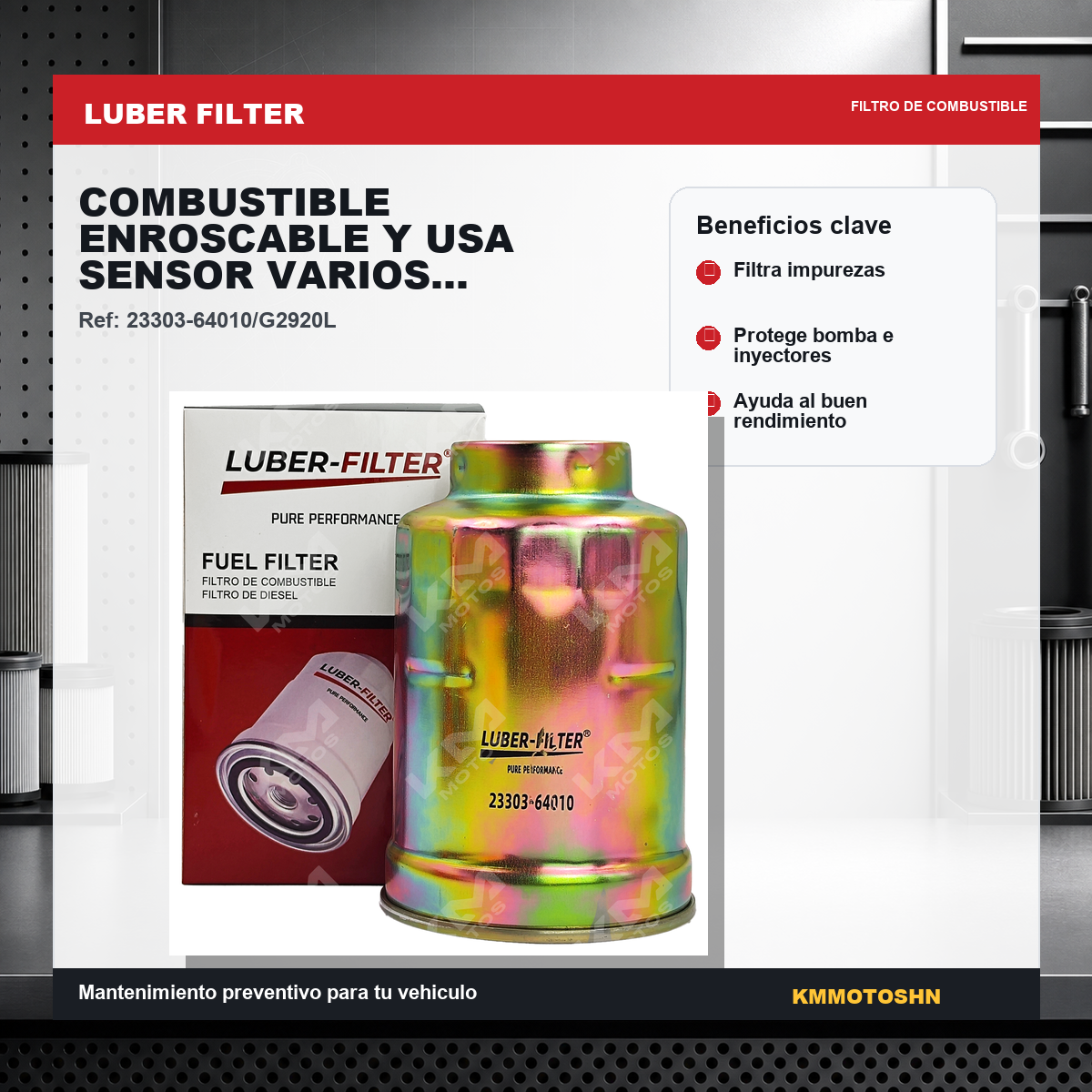 Filtro Luber Filter filtro de combustible enroscable y usa sensor varios toyota g2920