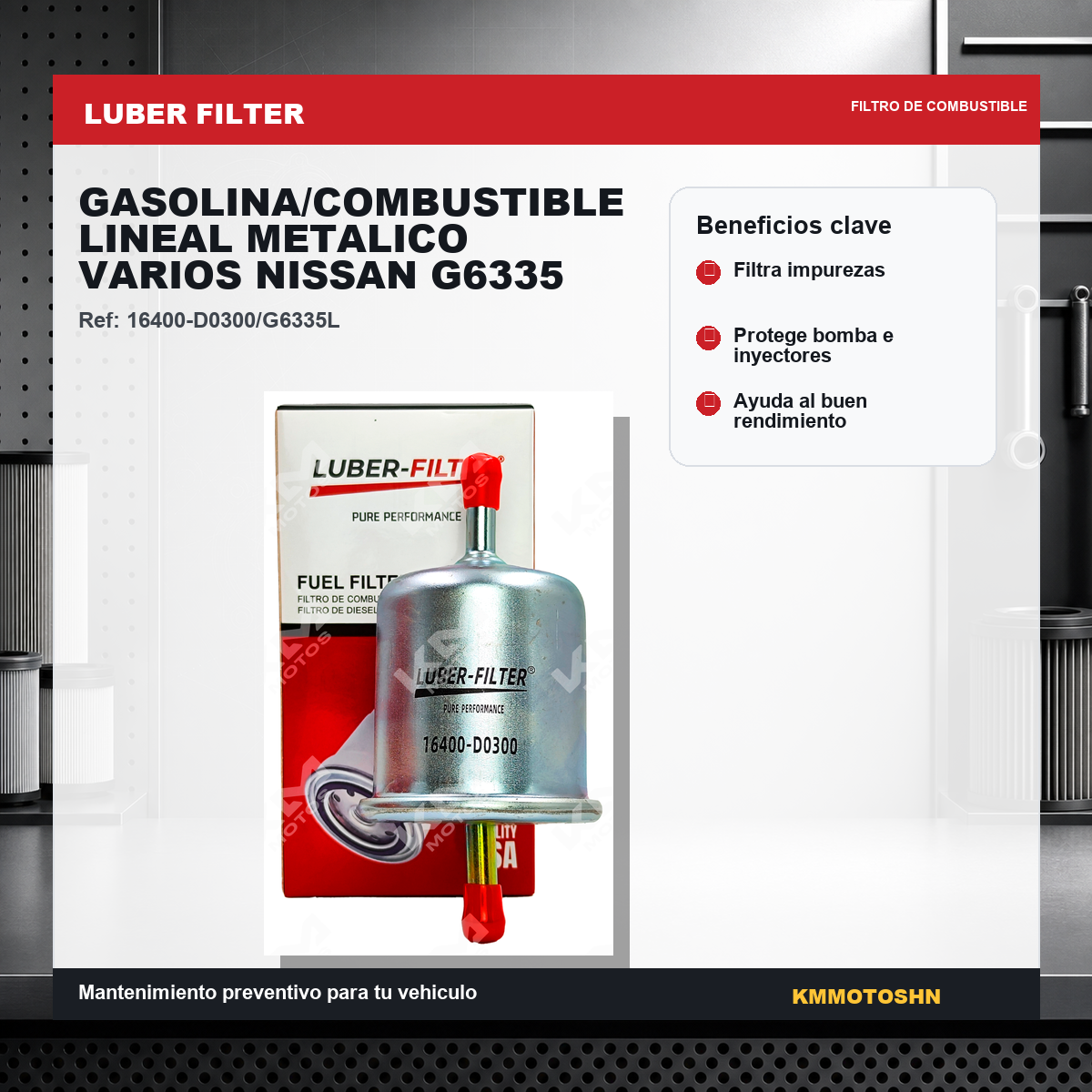 Filtro Luber Filter filtro de gasolina combustible lineal metalico varios nissan g6335