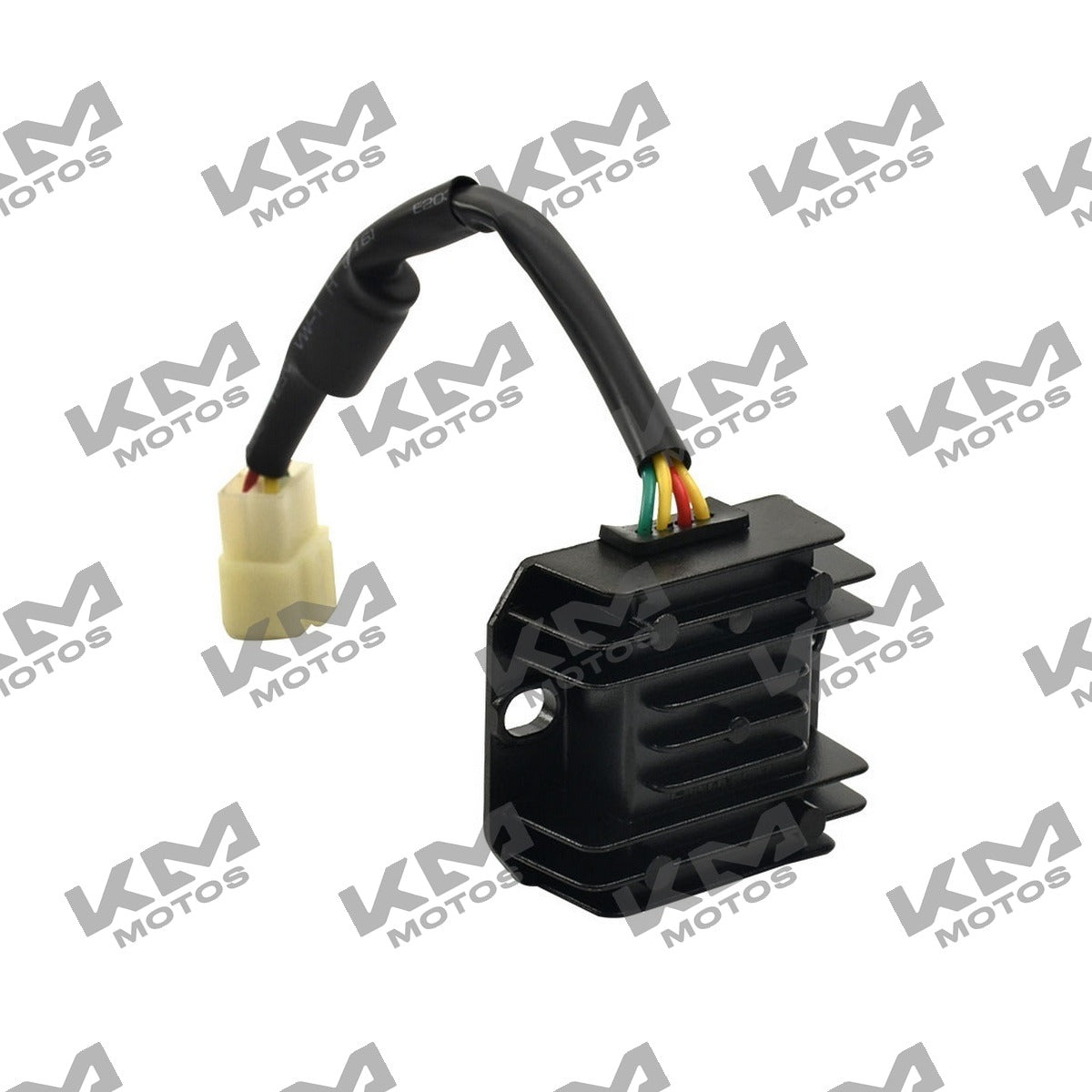 Rectificador regulador Zdm200 de Italika, componente del sistema eléctrico para motocicletas, en color negro.