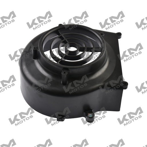 Cubierta de ventilador naranja para ATV200 Italika, sistema de chasis original E14050013 visible en la imagen.