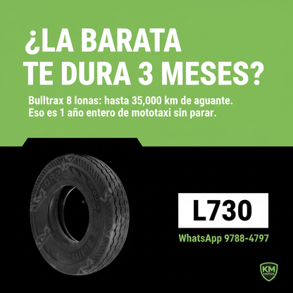 Llanta BULLTRAX 4.00-8 TT con neumático, rueda de tamaño 4.00-8 para maquinaria y vehículos ligeros.