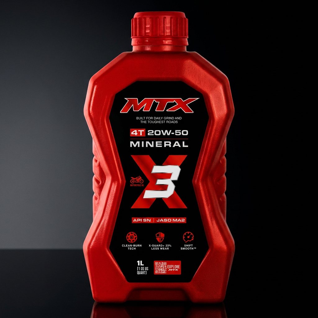 Aceite de motor MTX 20W-50 mineral, 1 litro, para vehículos, con certificación API SN y JASO MA2.