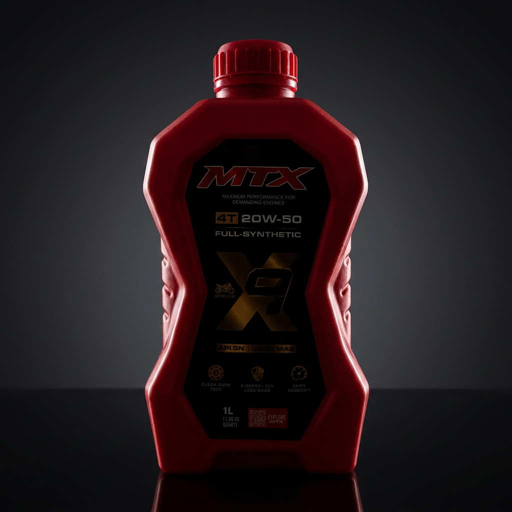 Aceite para moto 20W-50 Full Sintético MTX, envase de 1 litro, ideal para motores con certificación API SN y JASO MA2