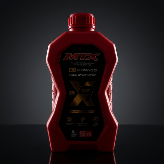 Aceite para moto 20W-50 Full Sintético MTX, envase de 1 litro, ideal para motores con certificación API SN y JASO MA2