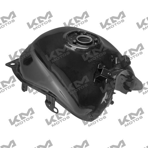 Tanque de combustible negro para sistema de chasis Italika 250z, componente original F17010106, muestra el tanque en su forma y color.