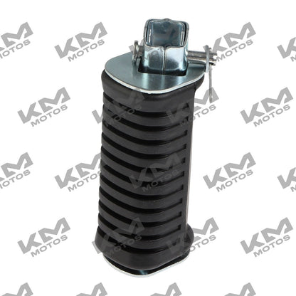 Base de estribo trasero izquierdo KMMOTOSHN para FT150/FT150GT en color grafito, mostrando la estructura del soporte.