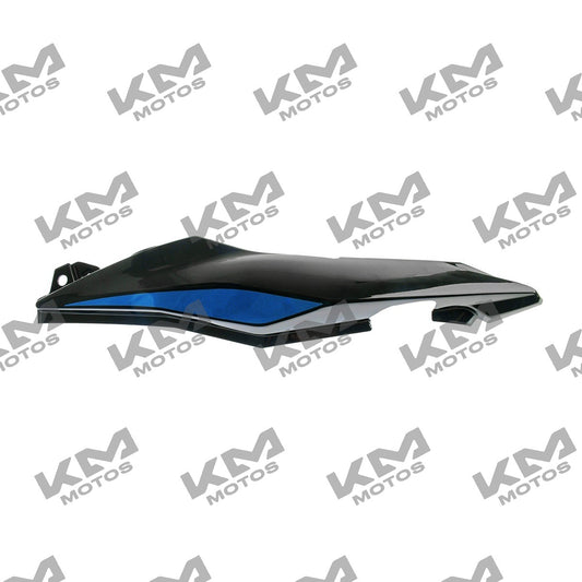 Cubierta trasera derecha en negro y azul para sistema de chasis Italika F13012748, modelo 125Z, original.