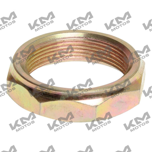 Tuerca de ajuste para telescopio dirección Italika DS150, GS150, XS150, accesorio original, en color metálico.