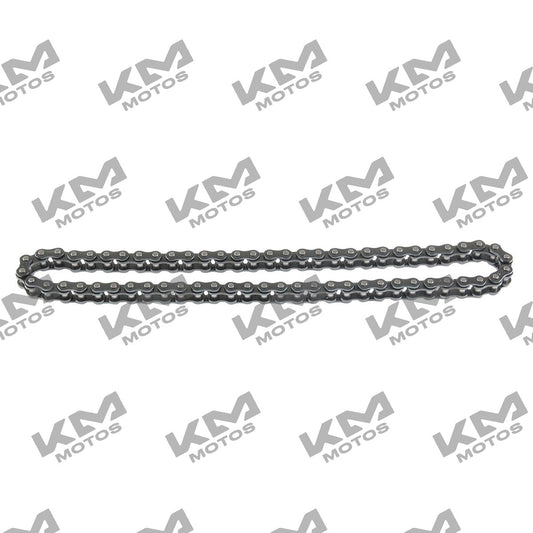 Cadena de arranque Italika FT115 62 dientes para sistema de motor, parte original E12020089, en imagen.