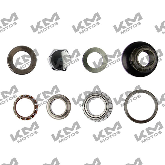 Baleros de dirección originales Italika DM125, sistema de suspensión para motocicleta, imagen mostrando los componentes.