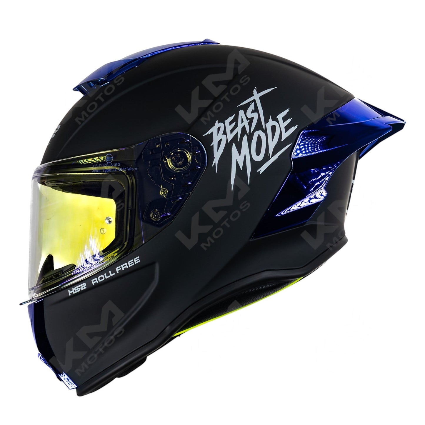 Casco integral HS2 Beast Mode ZL-602 con visera azul fotocromática, tamaño XL, diseñado para motociclistas, con certificación ECE/DOT.