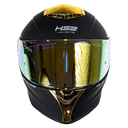 Casco integral HS2 Beast Mode ZL-602 con visera dorada fotocromática, tamaño M, homologado ECE/DOT, en color negro.