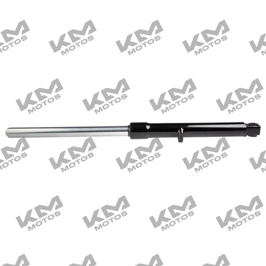 Amortiguador delantero izquierdo negro para Italika FORZA 150 FT150, sistema de suspensión original, imagen lateral del componente.