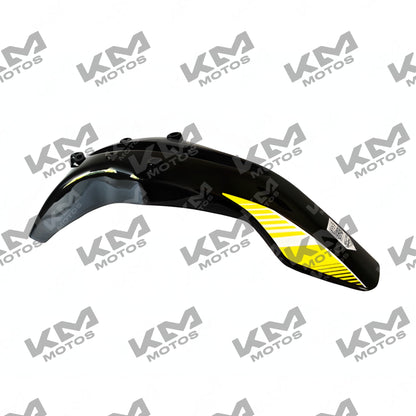 Guardafango original del Negro Amarillo DM150, resistente y duradero, muestra el diseño y color amarillo en el producto.