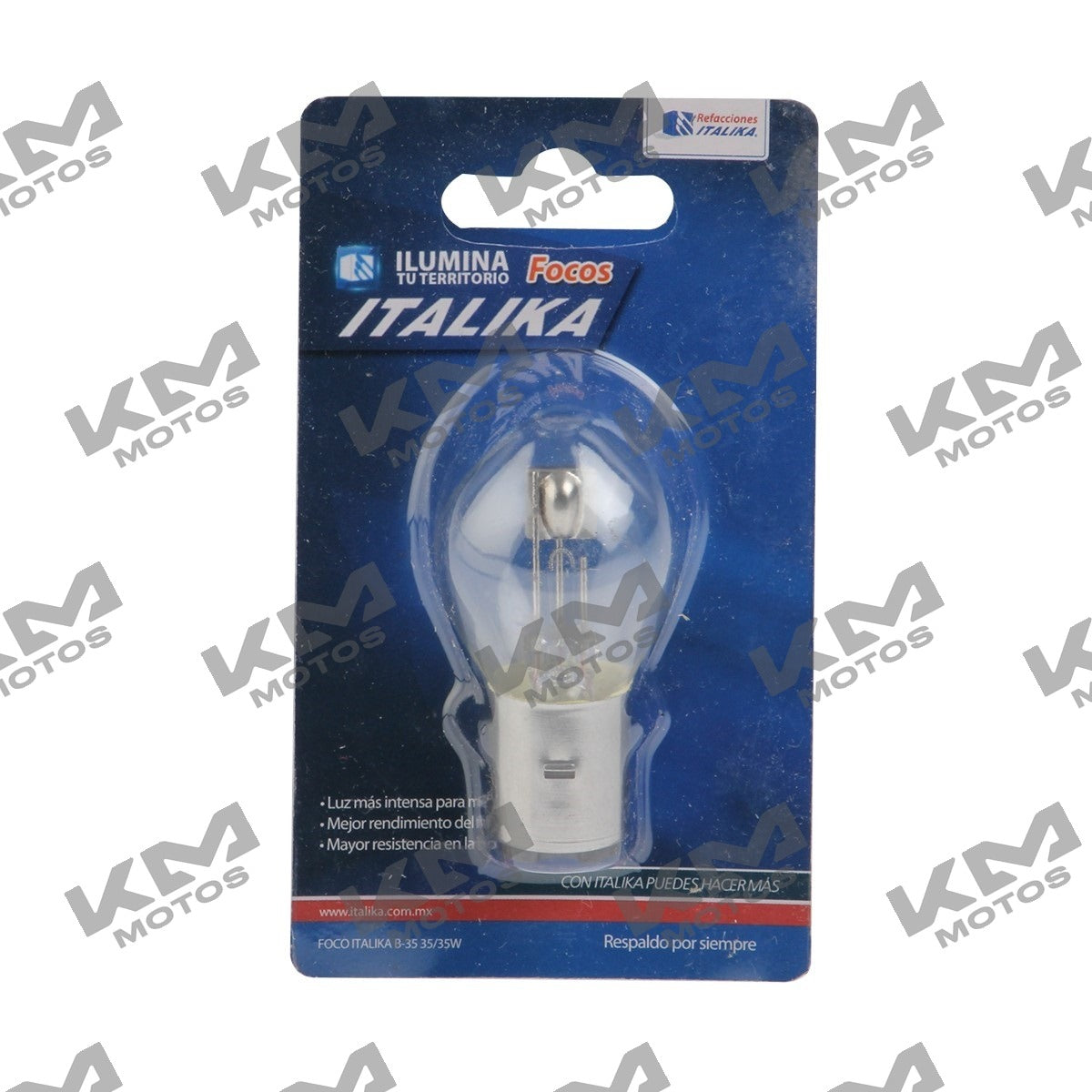 Foco Italika B-35 35W para sistema eléctrico, original para modelos Ft125ts y d125, en color blanco.