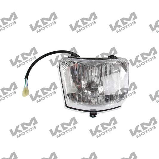 Conjunto de faro doble propósito para Italika DM 200, sistema eléctrico original ZDM200, en la imagen.