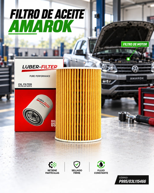 Filtro de aceite KM Motos para Volkswagen Amarok, elemento de filtración de aceite en imagen.