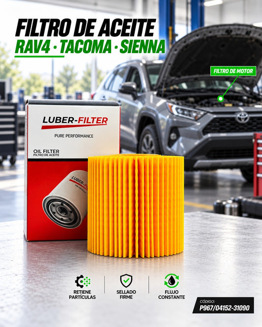 Filtro de aceite KM Motos para Toyota RAV4, Tacoma y Sienna, elemento de filtración de aceite para vehículos.