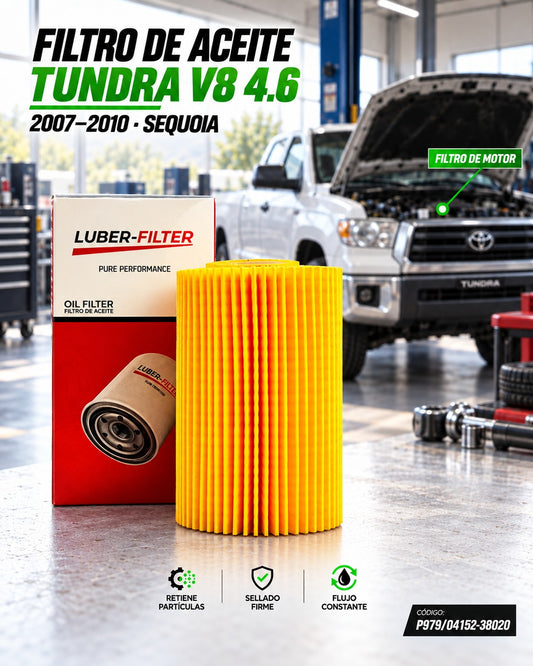 Filtro de aceite KM Motos para Toyota Sequoia V8 4.6 2007-2010, elemento de filtración de aceite confiable.