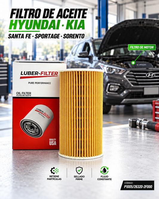 Filtro de aceite KM Motos para Kia Sportage y Sorento, elemento de filtración de aceite de alta calidad.