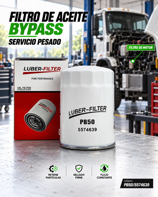 Filtro de aceite enroscable BYPASS de KM Motos, con cuerpo metálico y componentes internos visibles en la imagen.