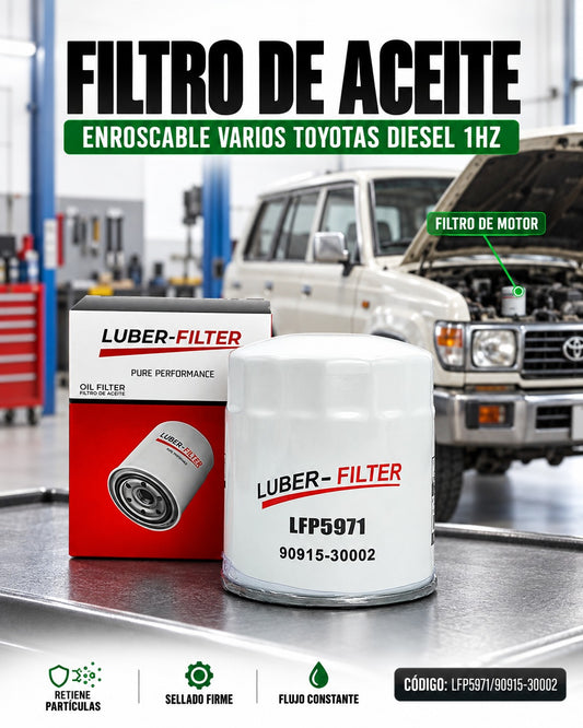 Filtro de aceite enroscable KM Motos para Toyota diésel 1HZ, componente de repuesto para mantenimiento de motor.