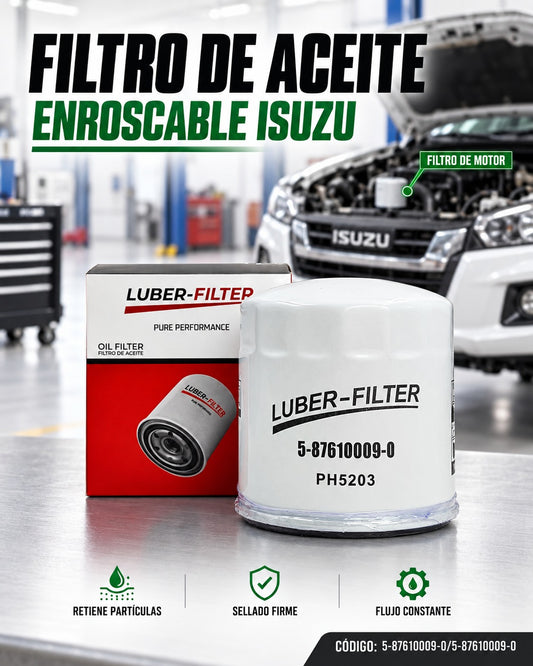 Filtro de aceite enrosable KM Motos para Isuzu, pieza de repuesto para mantenimiento del motor.