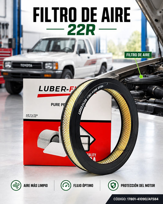 Filtro de aire KM Motos 22R, filtro de aire de alta calidad para motos, visible en la imagen con componentes de filtración.