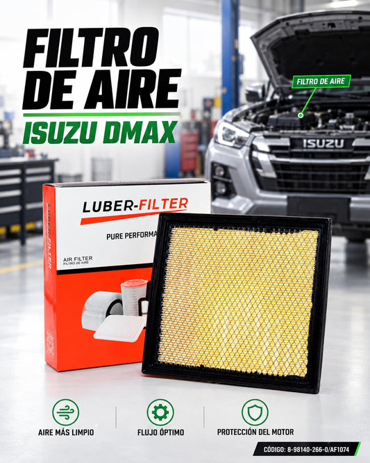 Filtro de aire KM Motos para Isuzu Dmax, imagen del filtro de aire de alta calidad y compatibilidad.