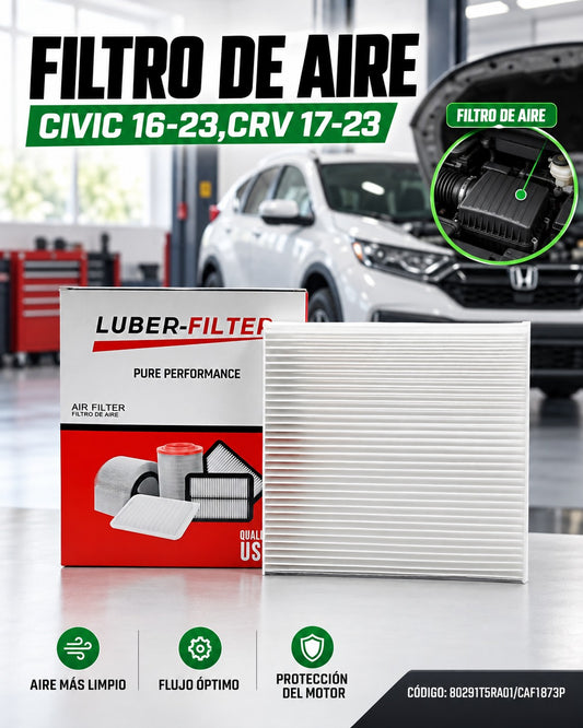 Filtro de aire KM Motos para Honda Civic 2016-2023 y CR-V 2017-2023, visible en imagen, de alta calidad y ajuste perfecto