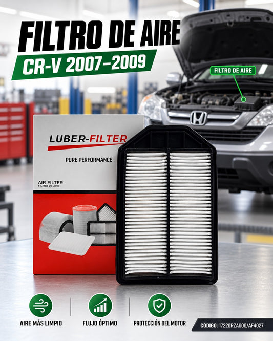 Filtro de aire KM Motos para Honda CRV 007-009, componente de motor con material de filtración visible.