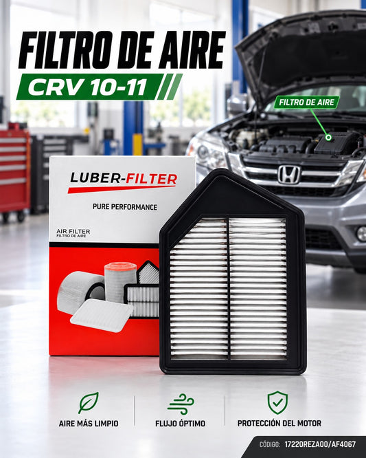 Filtro de aire KM Motos para Honda CRV 2010-2011, muestra el filtro de aire con material de filtración y marco en la imagen