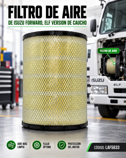 Filtro de aire de caucho KMMOTOSHN para Isuzu Forward, compatible con versión ELF, en imagen con filtro en buen estado