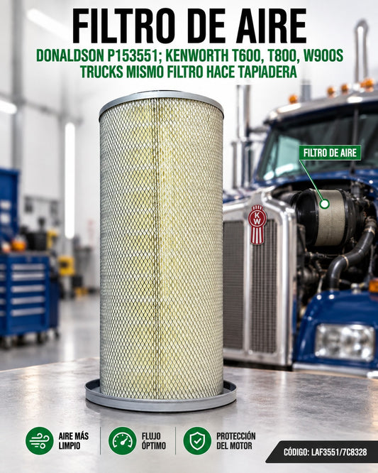 Filtro de aire Donaldson P153551 para camiones Kenworth T600, T800, W900S, marca KMMOTOSHN, con tapa protectora.