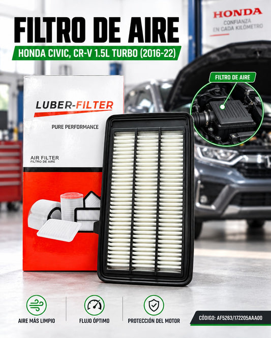 Filtro de aire KMMOTOSHN para Honda Civic y CR-V 1.5L Turbo 2016-2022, imagen de filtro de aire nuevo y limpio.