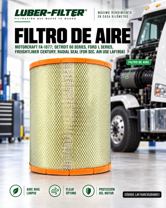 Filtro de aire Motorcraft FA-1077 para Detroit 60 Series, Ford L Series y Freightliner Century, sellado radial, de KMMOTOSHN.