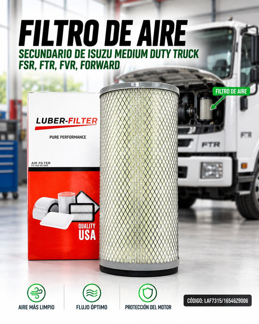 Filtro de aire secundario KMMOTOSHN para camiones Isuzu Medium Duty FSR, FTR, FVR y Forward, imagen de filtro de aire.