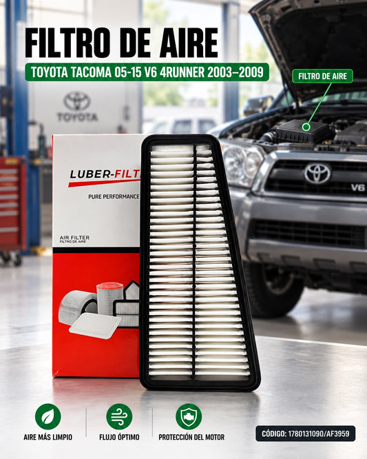 Filtro de aire KMMOTOSHN para Toyota Tacoma 2005-2015 V6 y Runner, imagen de filtro de aire con componentes y estructura.