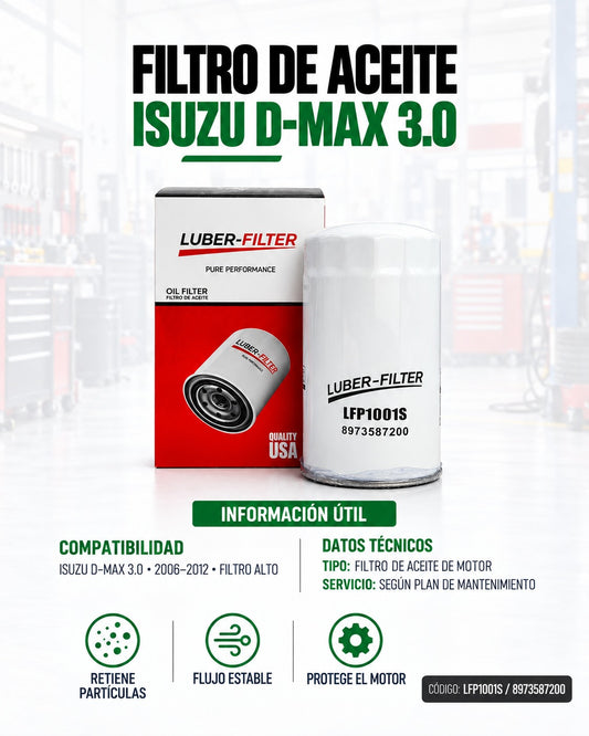 Filtro de aceite enroscable KM Motos para Dmax 2006-2012, 3.0 litros, filtro de alto rendimiento.