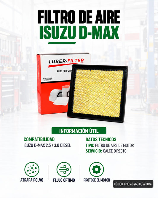 Filtro de aire KM Motos para Isuzu D-Max, elemento de reemplazo para mejorar la calidad del aire en el sistema de ventilación.