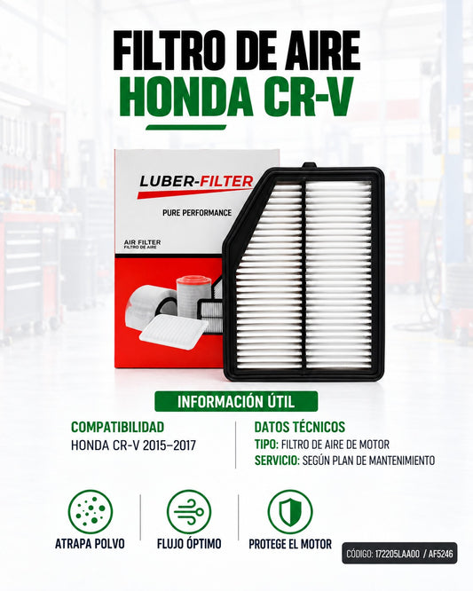 Filtro de aire KM Motos para Honda CRV 2015-2017, componente de filtro de aire en imagen.